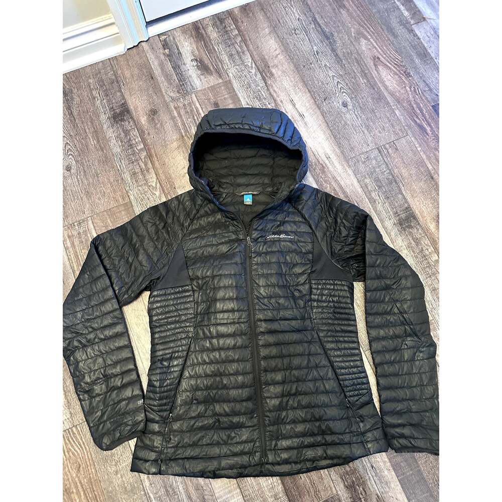 Eddie Bauer First Ascent Women's M Black Down Puffer Hooded Jacket